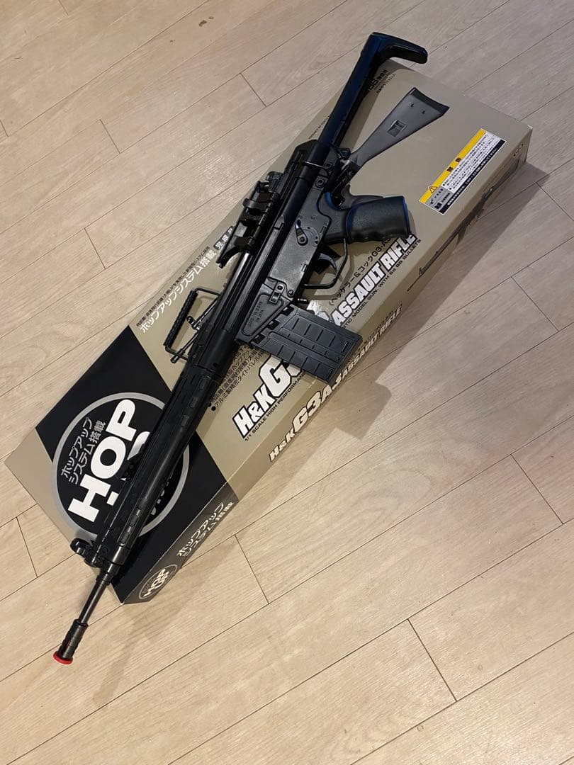 マルイ絶版 エアコキ ホップ付 H&K G3A4 純正マウント付き