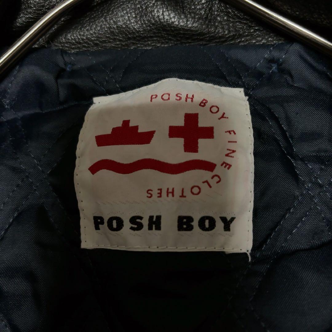 80‘S【POSH BOY】ポッシュボーイ スタジャン　袖牛革　刺繍　ワッペン