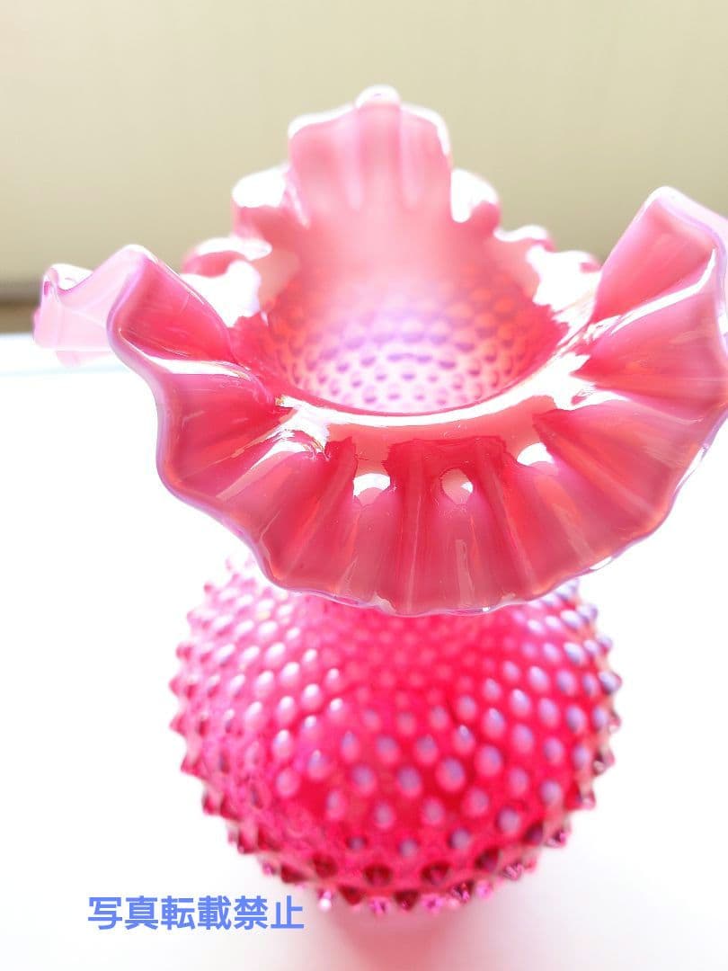 フェントン　クランベリー　オパールセント　フラワーベース　大きい