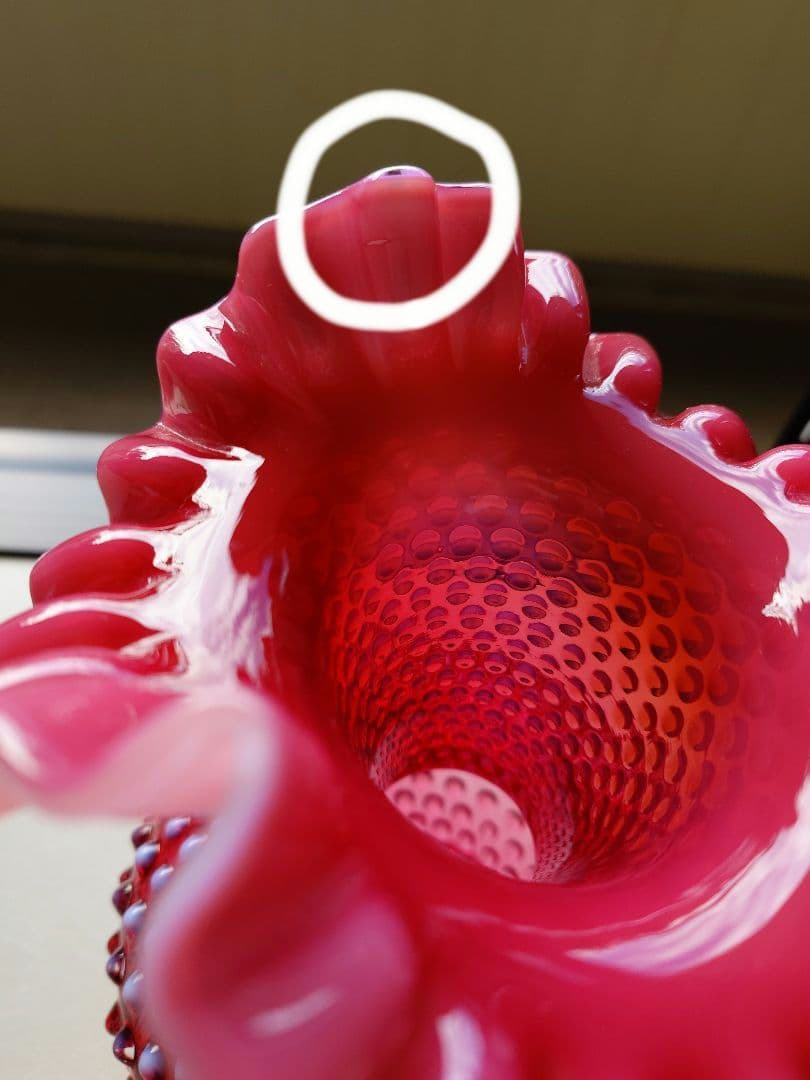 フェントン　クランベリー　オパールセント　フラワーベース　大きい