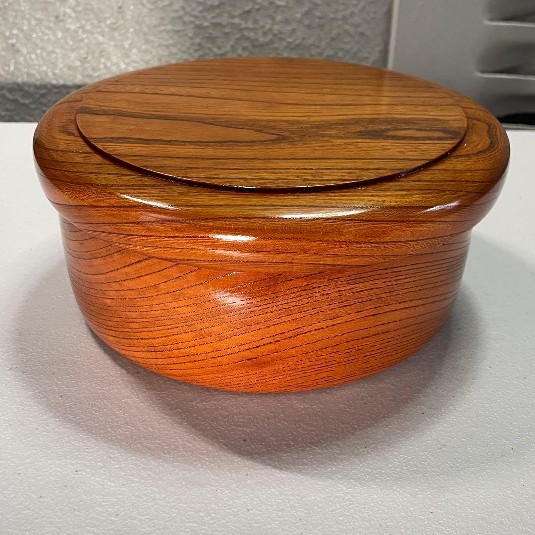 【美品・希少サイズ】小さい茶びつ 7寸｜φ21.5cm｜ 漆器 欅のくり抜き