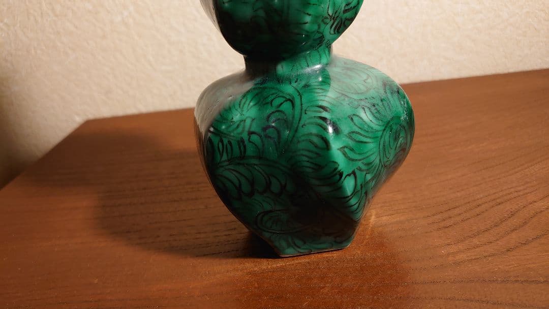 古九谷　九谷焼　徳利　ねじり　花入　蔵出し　江戸期　角福　緑釉　１客