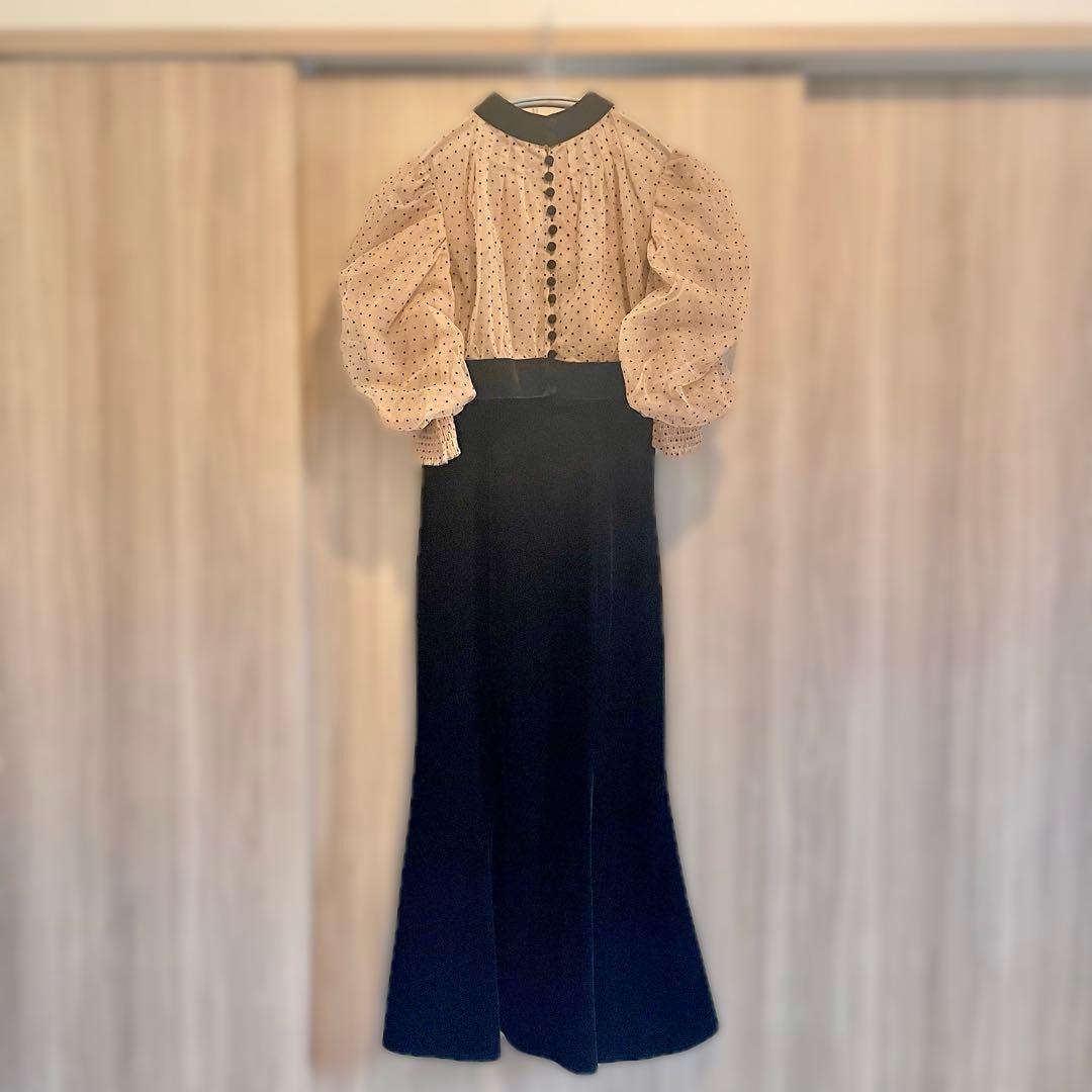 Leja ドット柄ボレロマーメイドワンピースセットアップロングドレス