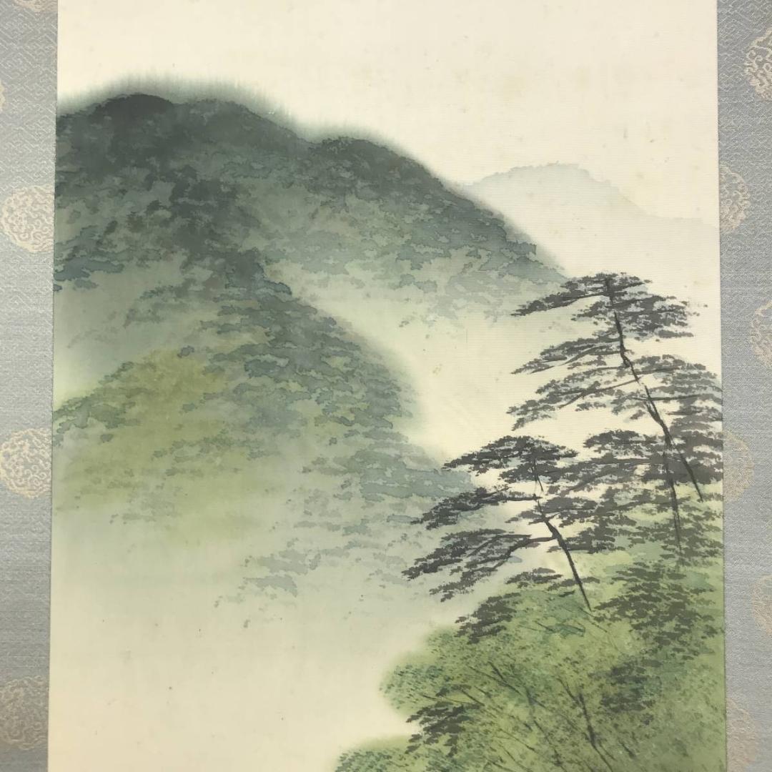 【真作】平井楳仙/嵐峡筏下り図/山水図/嵐山図/掛軸☆宝船☆AD-570