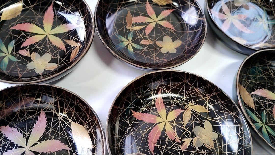 花見皿　桜の漆小皿20枚　漆　桜づくし　銘々皿　蒔絵　桜　骨董　VINTAGE