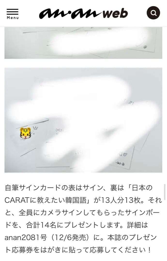 SEVENTEEN セブチ anan ホシくん HOSHI サイン 直筆サイン