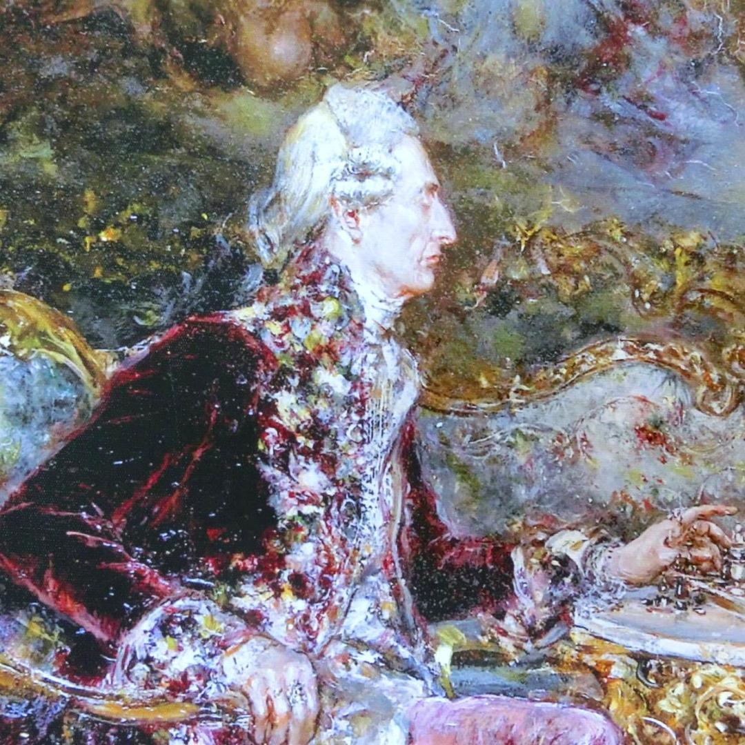 中世ヨーロッパ貴族を描いたロココ額絵 W65cm H55cm