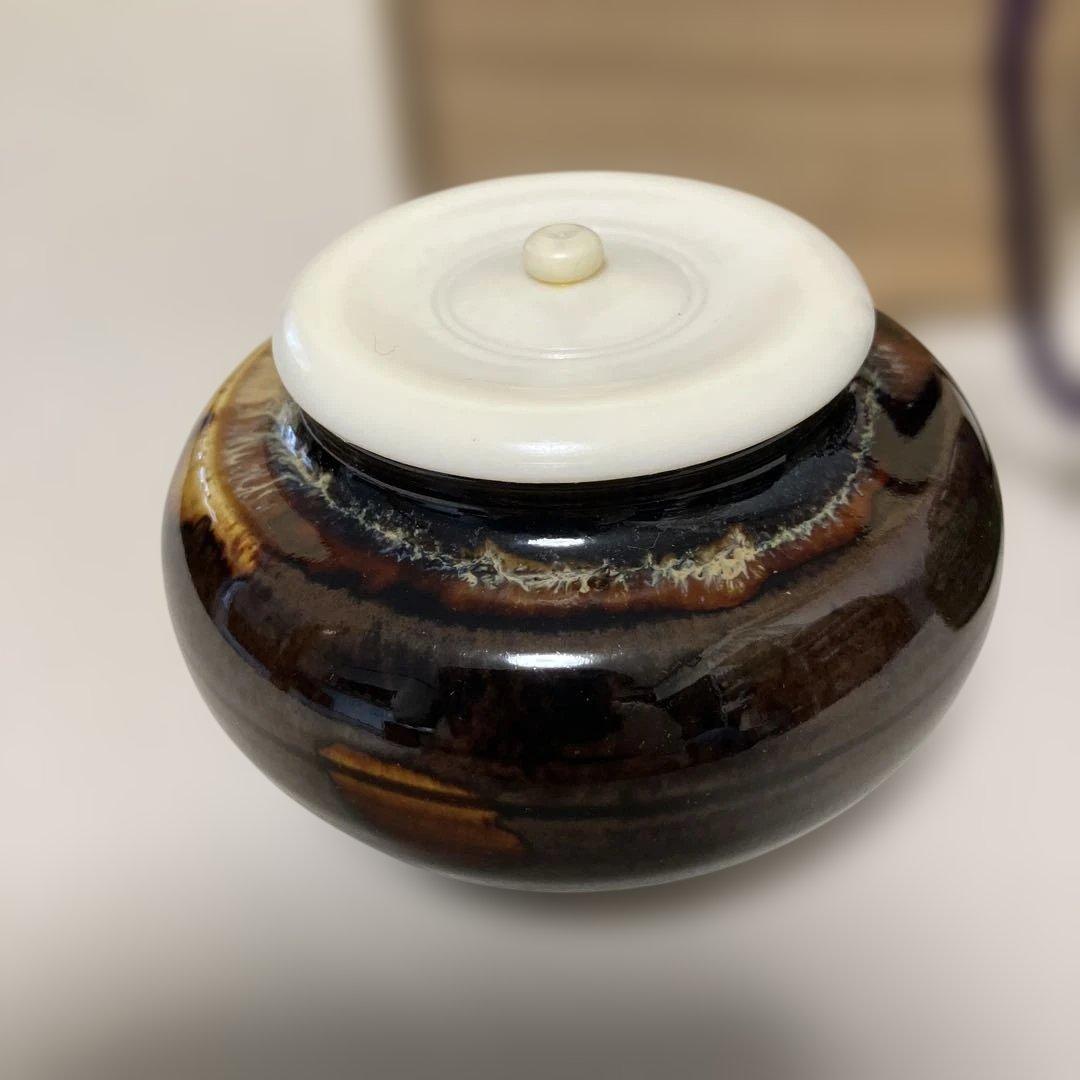 茶道具 大海茶入 桶谷定一作 共箱 仕覆付