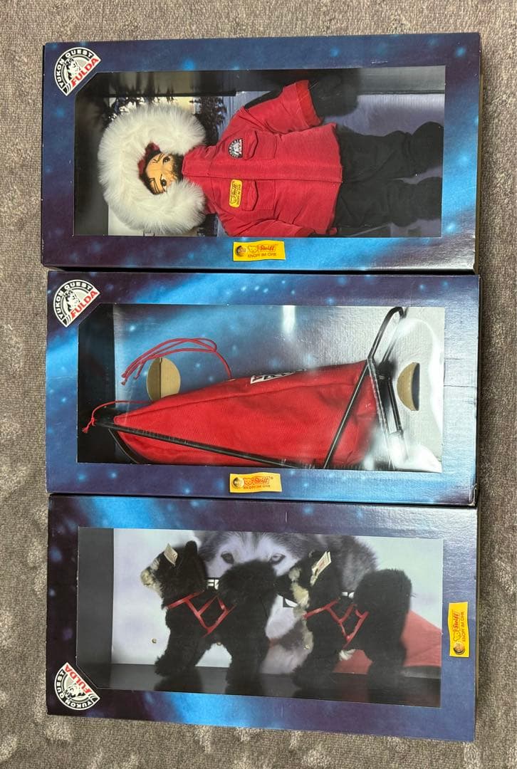 シュタイフ FULDAコラボ ハスキー犬2マッシャードール1そり1