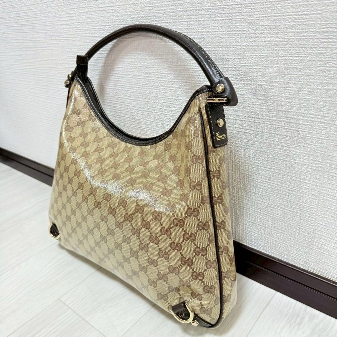 【極美品】GUCCI GGキャンバス レザー ワンショルダーバッグ