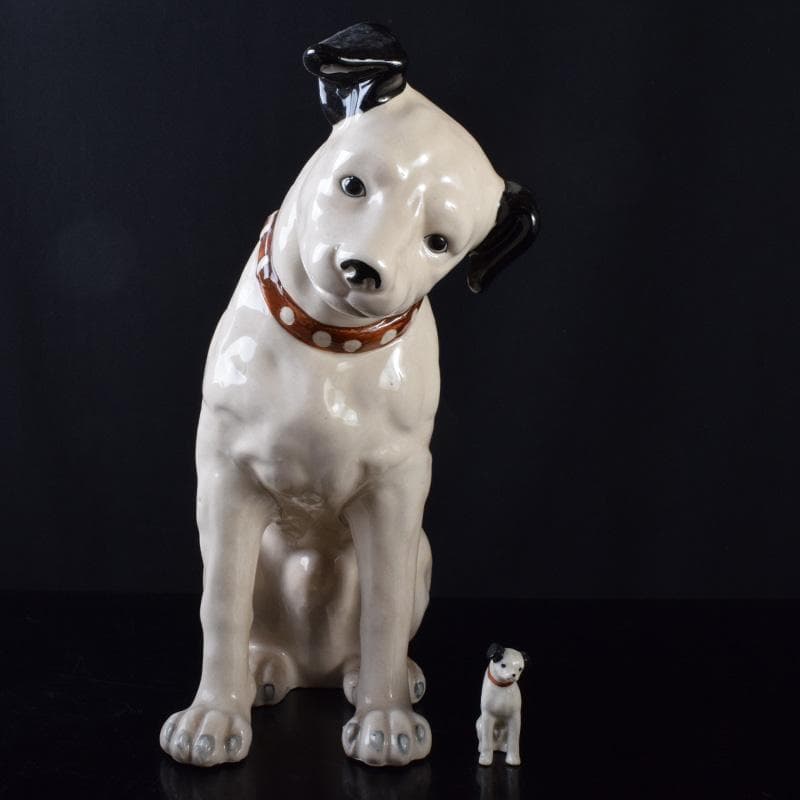 アンティーク　陶器製　ビクター犬　ニッパー君　大中小13点まとめて　M8146A