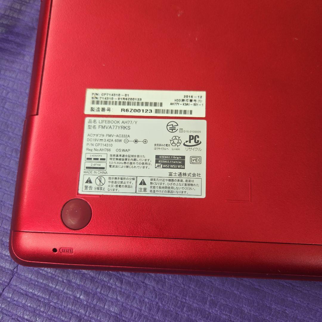 Fujitsu LIFEBOOK AH77/Y レッド ノートPC