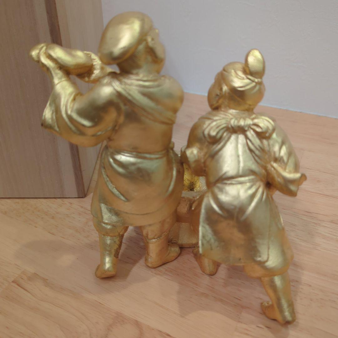 餅つき福の神(金箔仕上)』 青銅製 ブロンズ 銅像 高岡