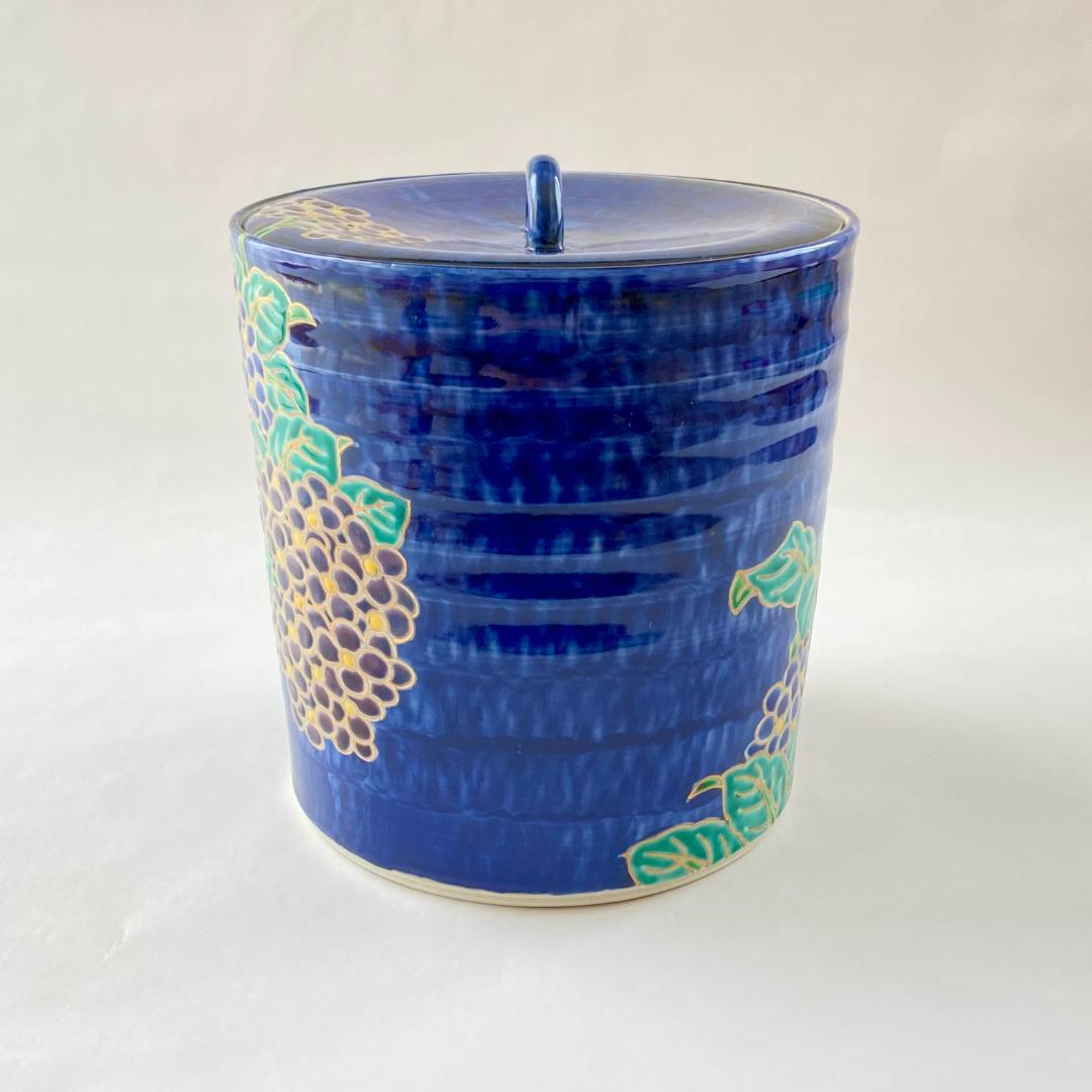 水指 色絵 紫陽花　高野昭阿弥　共箱入　茶道具　茶器　伝統工芸品