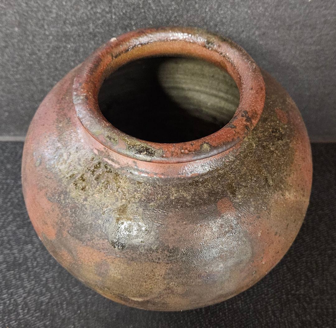 丹波立杭焼　炎　丹久　清水久夫作　丹波　窯変　壺　花入れ　オブジェ　茶道具　共箱