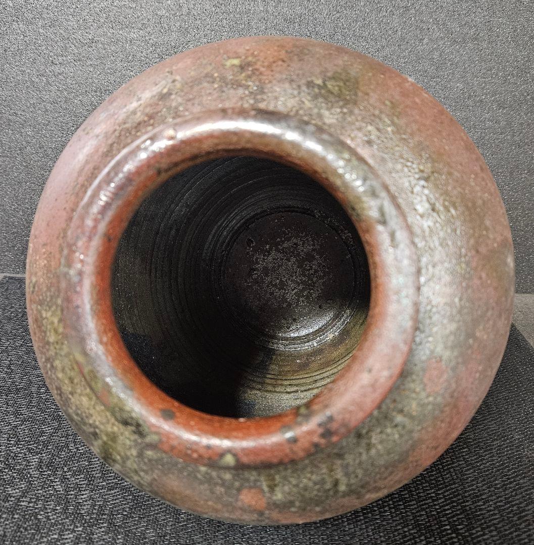 丹波立杭焼　炎　丹久　清水久夫作　丹波　窯変　壺　花入れ　オブジェ　茶道具　共箱