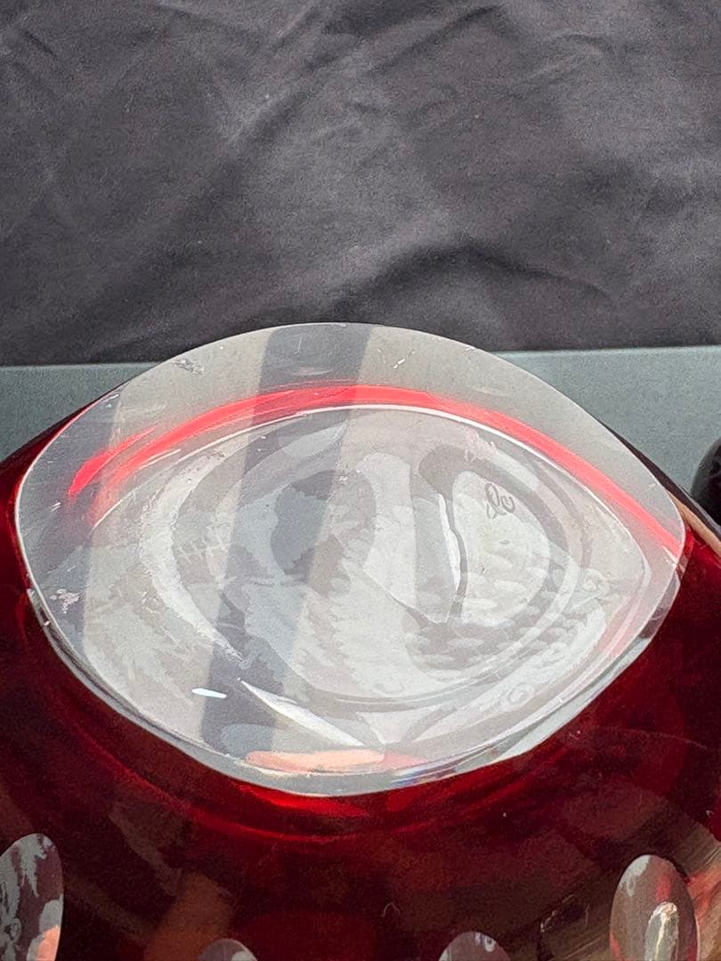 希少美品✨ボヘミアングラス エーゲルマン デカンター 赤×金彩 高級ガラス工芸品