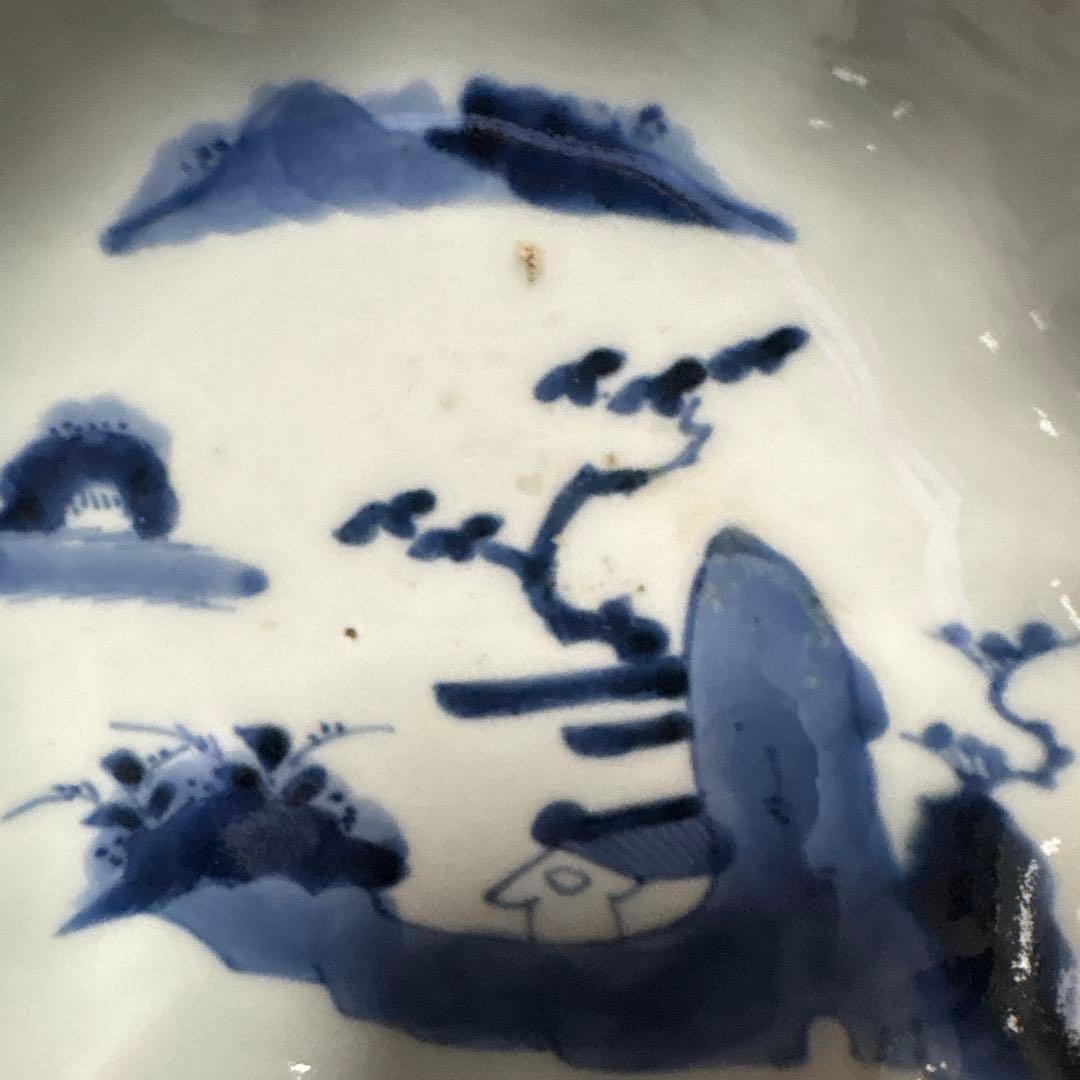 最処古伊万里染付なます皿（鉢）五個セット濃淡の色合い綺麗な山水こだわりの裏印名品