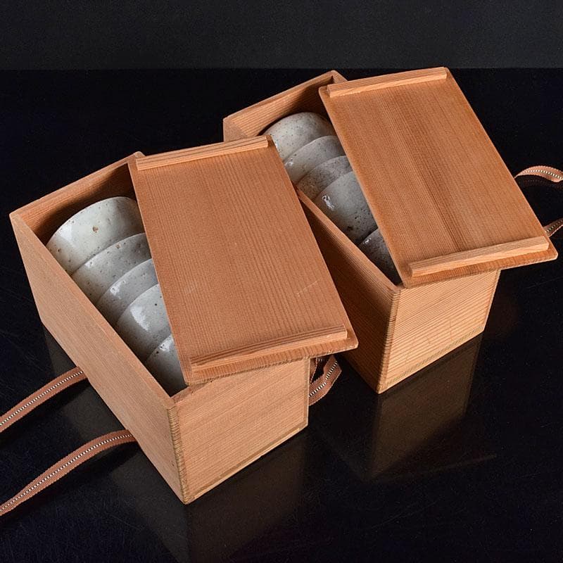 和食器　大萱　窯下窯　豊場惺也　粉吹　汲出　五客　共箱　二点　M　R9354