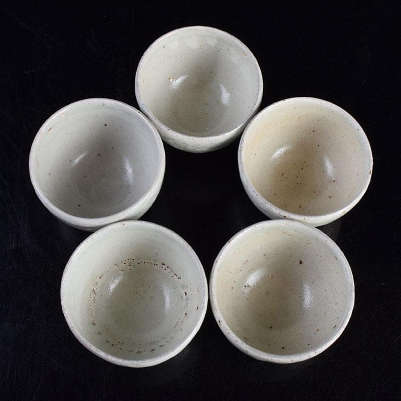 和食器　大萱　窯下窯　豊場惺也　粉吹　汲出　五客　共箱　二点　M　R9354