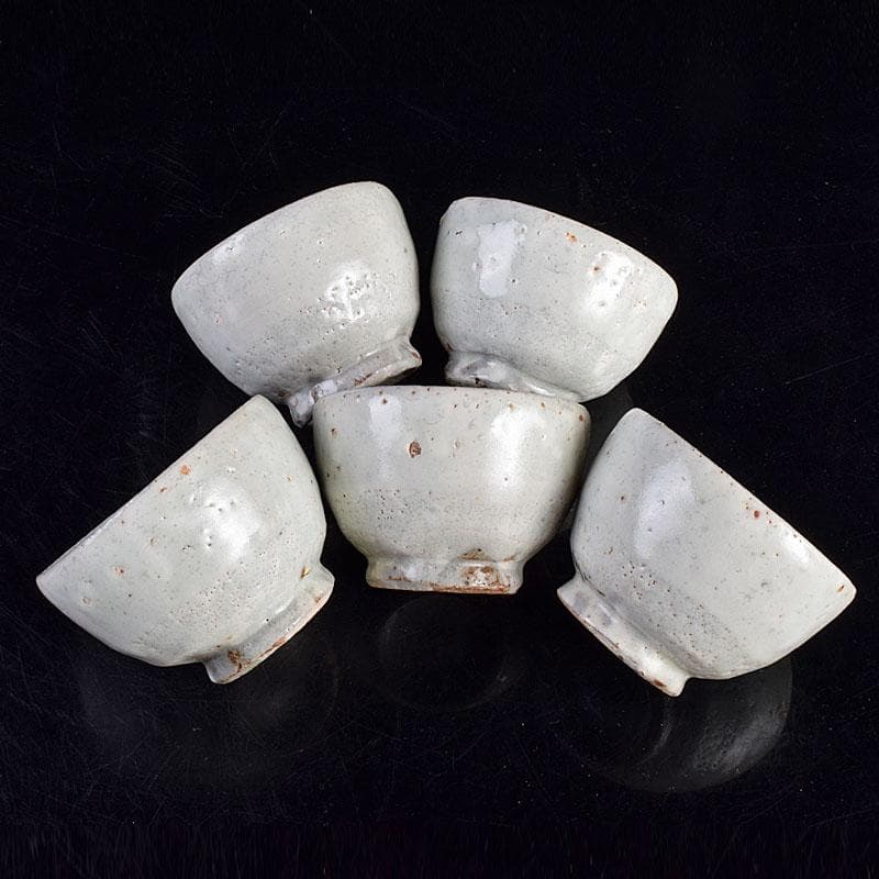 和食器　大萱　窯下窯　豊場惺也　粉吹　汲出　五客　共箱　二点　M　R9354