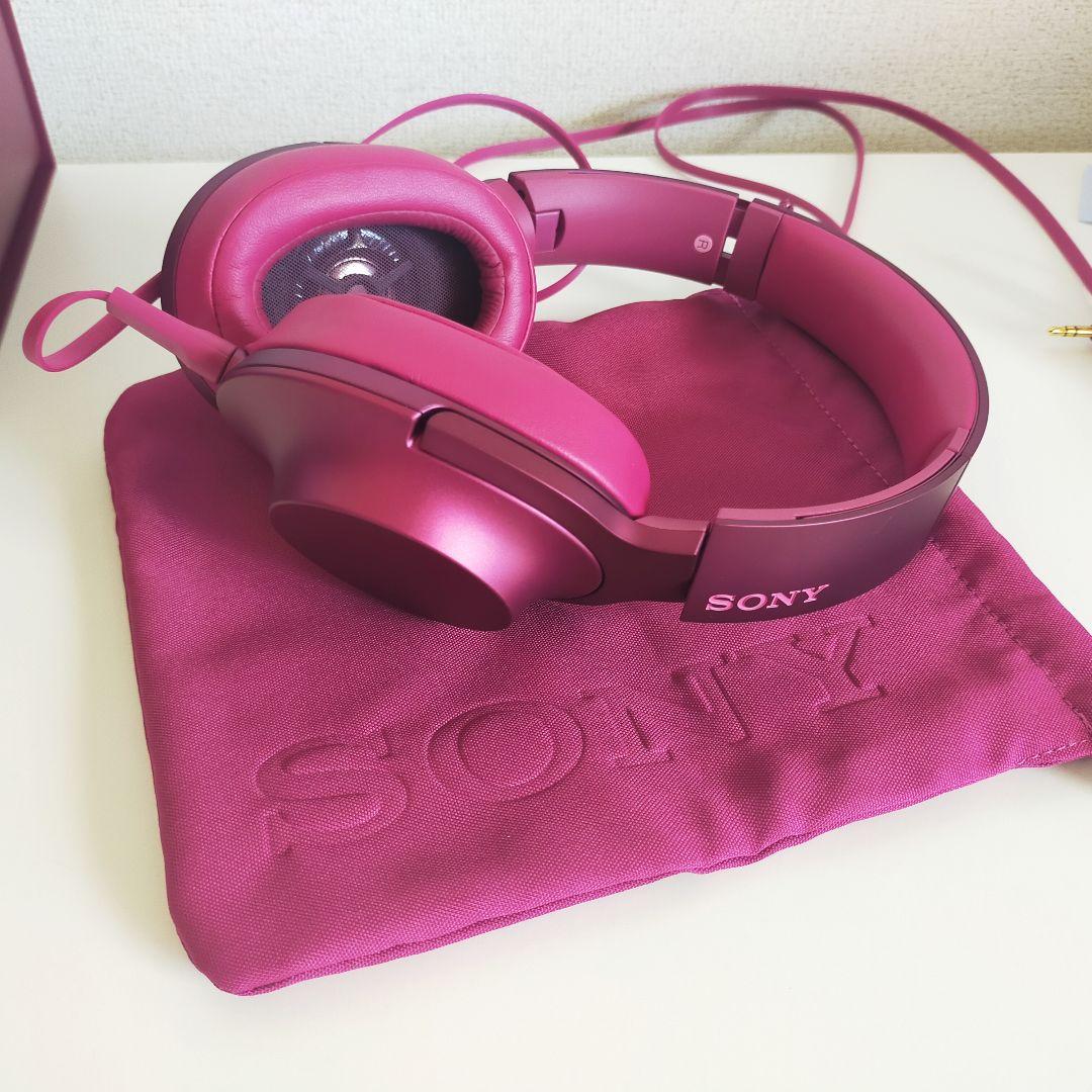 【美品】SONY ヘッドフォン h.ear on MDR-100Aボルドーピンク