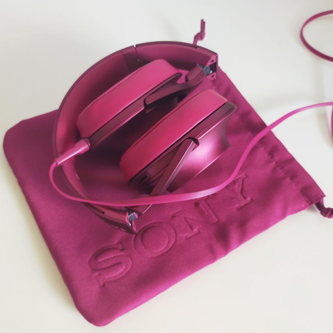 【美品】SONY ヘッドフォン h.ear on MDR-100Aボルドーピンク