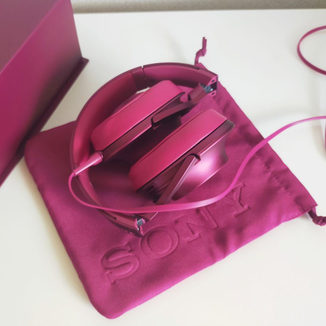 【美品】SONY ヘッドフォン h.ear on MDR-100Aボルドーピンク