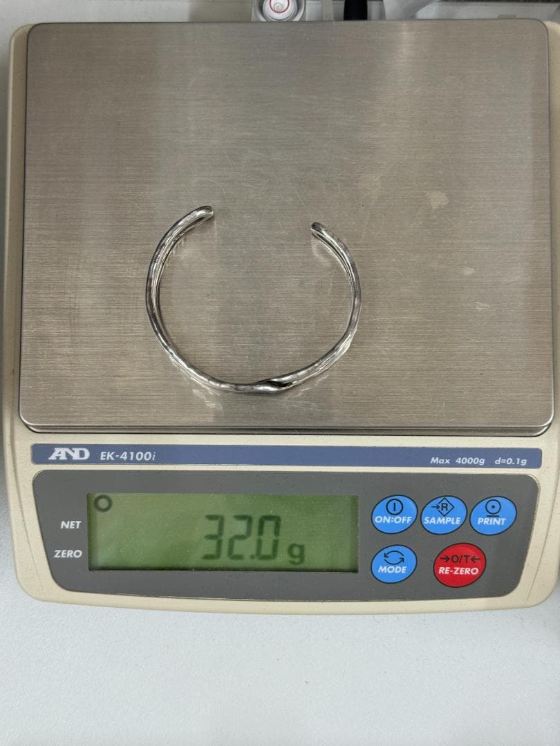 【シルバー980】 市松 クロス バングル ブレスレット ハンドメイド