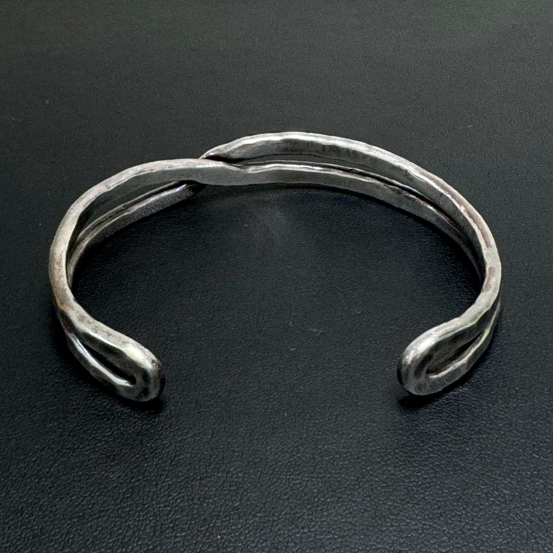 【シルバー980】 市松 クロス バングル ブレスレット ハンドメイド