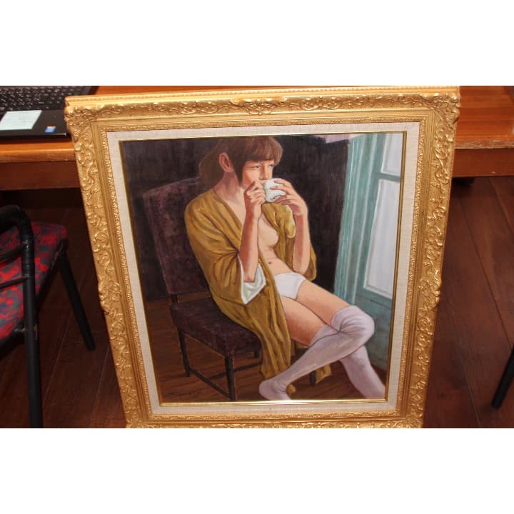 山口 草四郎氏 作　「パリーの少女」油絵　15号