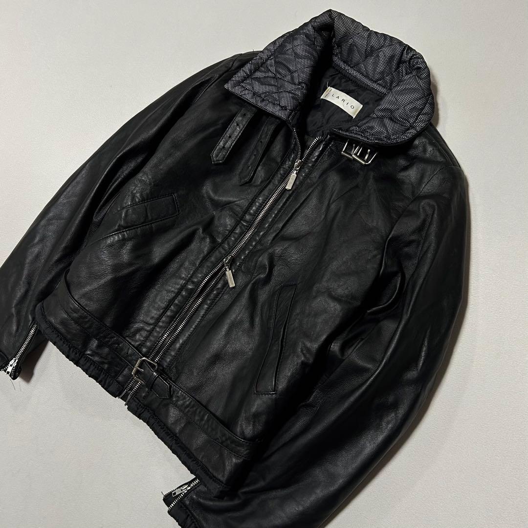 90s イタリア製 レザー シングルライダース ボンバージャケット ダブルジップ