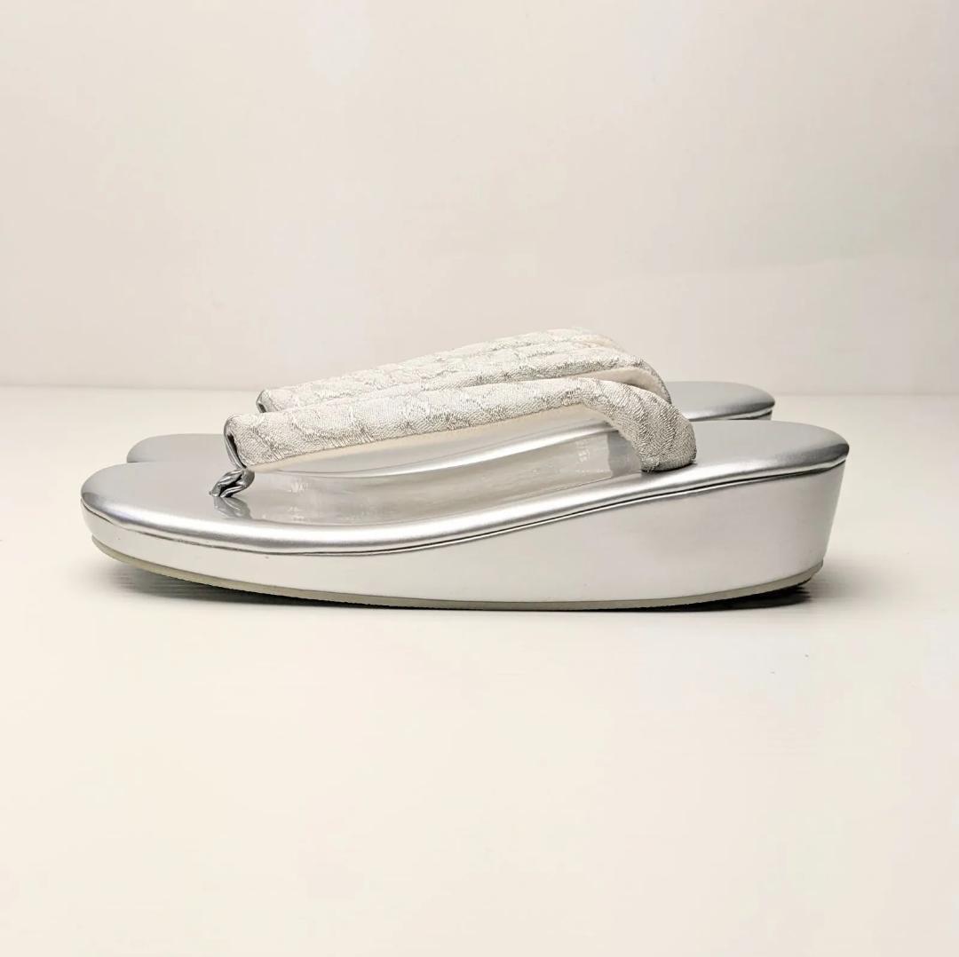 マコ様和装 草履バッグセット フォーマル 帯地 シルバー フリーサイズ u24