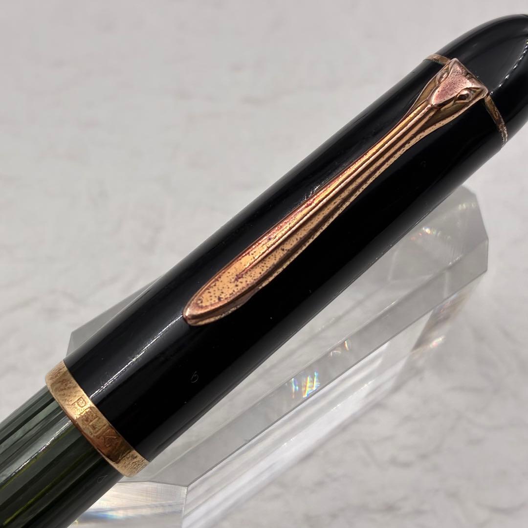 ヴィンテージ万年筆 ペリカン Pelikan 140 緑縞 14K F 書写可能