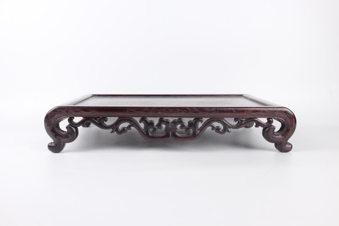 唐木 紫檀 木製 銀象嵌 花台 香炉台 茶道具 書道具 仏具 ES1-26