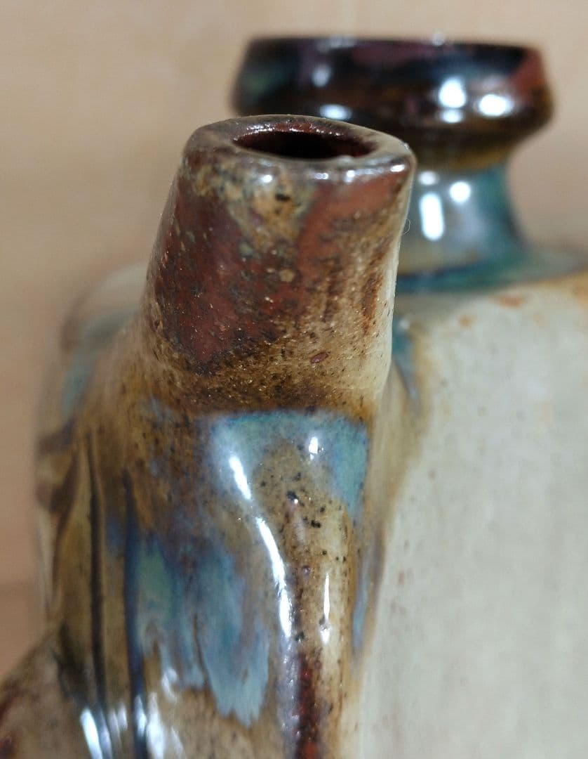 【本物保証】金城次郎 壷屋焼 抱瓶(魚紋抱瓶）共箱 栞 人間国宝 美品 やちむん