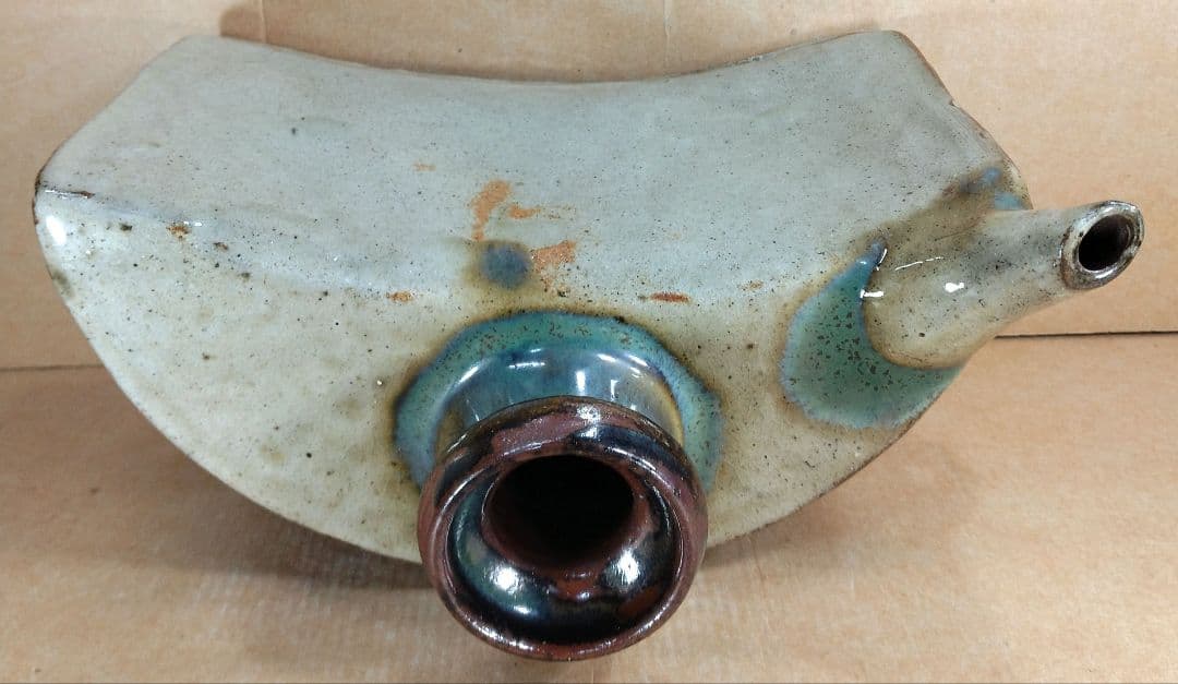 【本物保証】金城次郎 壷屋焼 抱瓶(魚紋抱瓶）共箱 栞 人間国宝 美品 やちむん