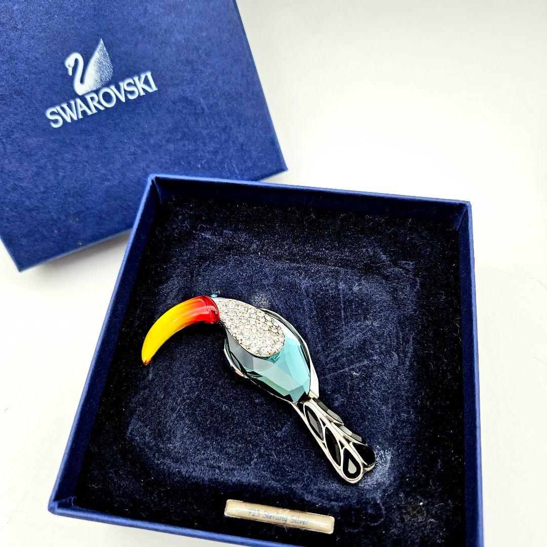 SWAROVSKI ラインストーン 鳥 SILVER ブローチ 〈202-6〉