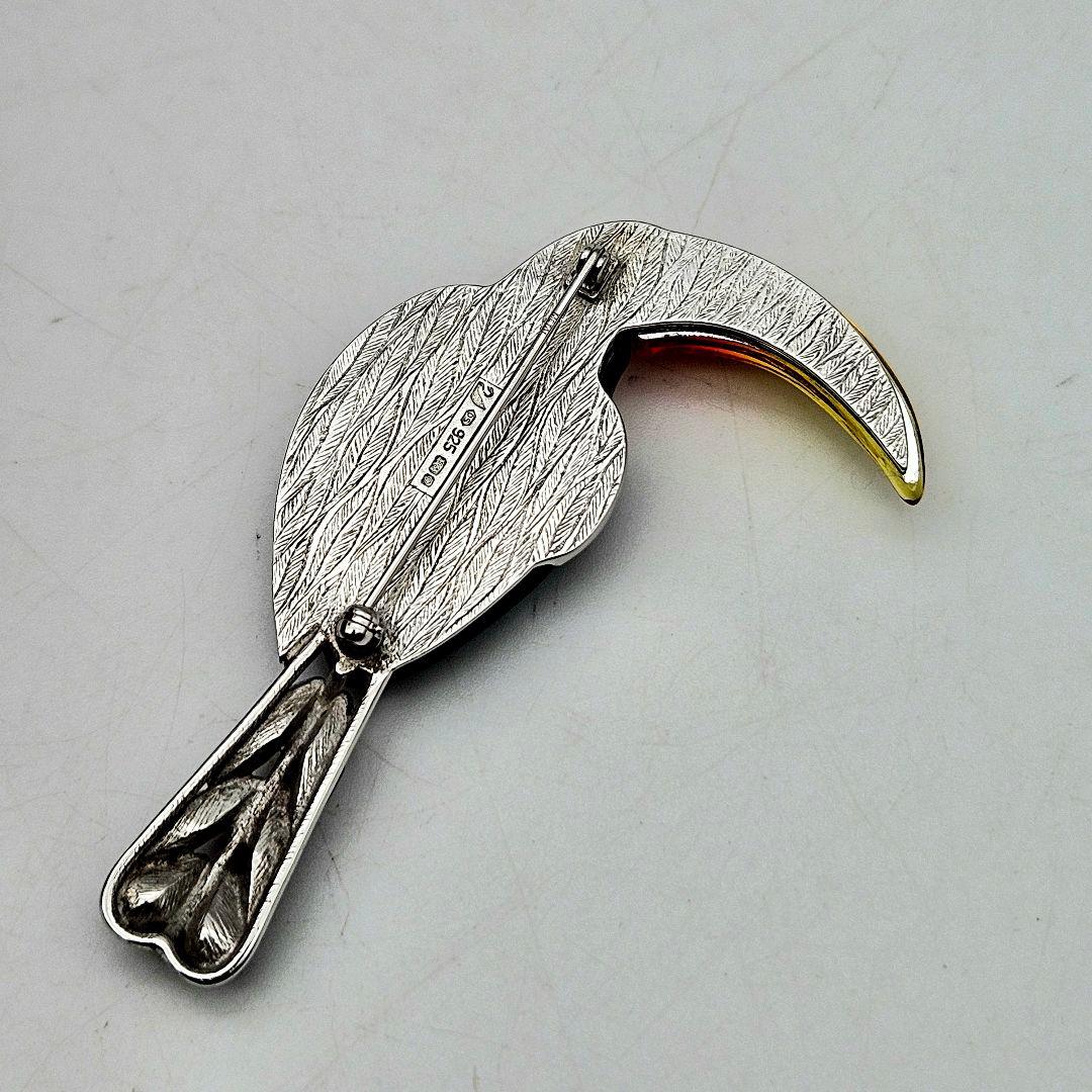 SWAROVSKI ラインストーン 鳥 SILVER ブローチ 〈202-6〉