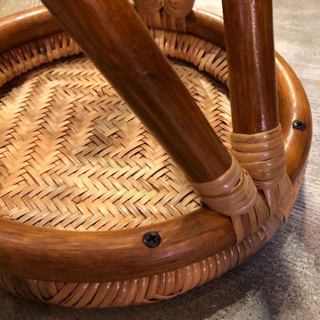ラタン円形スツール クロス脚デザイン　ラタン家具　椅子　腰掛け　ラタン椅子