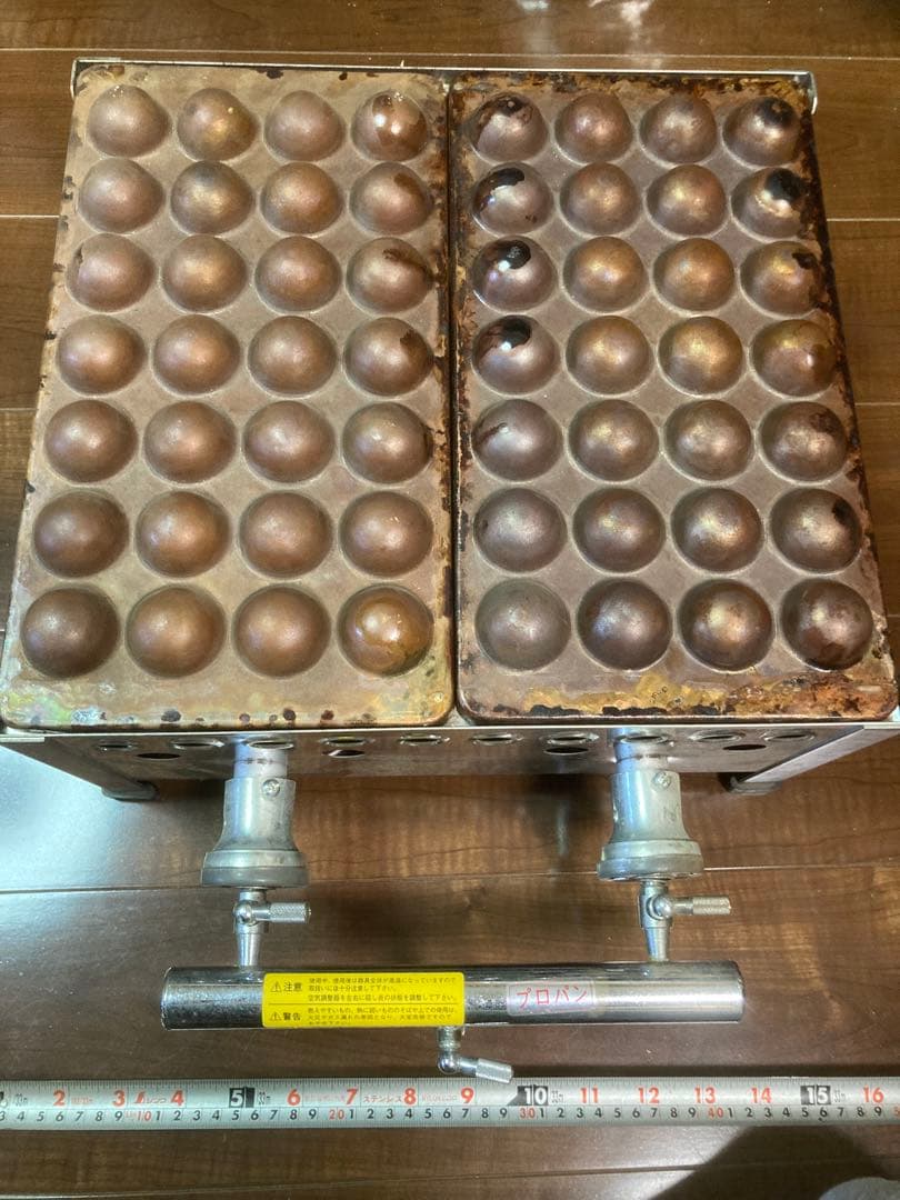 業務用　銅板　たこ焼き器　28穴　2連　プロパン　LPガス　店舗　屋台