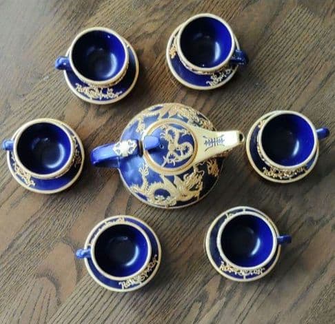 中国骨董唐物最高級品中国宮廷茶道具13点セット琉璃釉金絲象嵌龍乾隆帝愛用した物