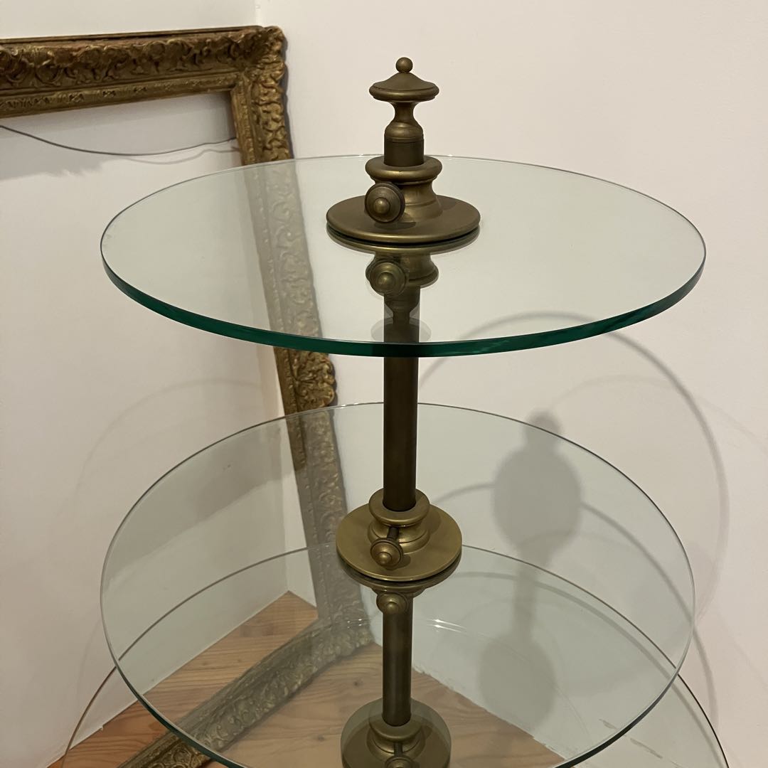 アンティーク　ガラスケース　ディスプレイシェルフ 真鍮　ケーキスタンド