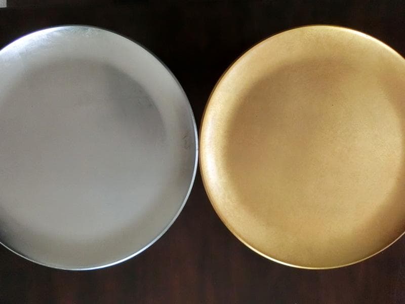 希少★金箔 銀箔　芙蓉盆　飾り皿　漆器 大皿　正雲作 料亭 38cm 2枚セット