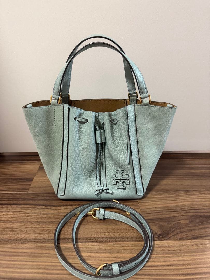 トリバーチ　ライトブルー レザー 2wayバッグ　❤️美品❤️年明けお値下げ❤️