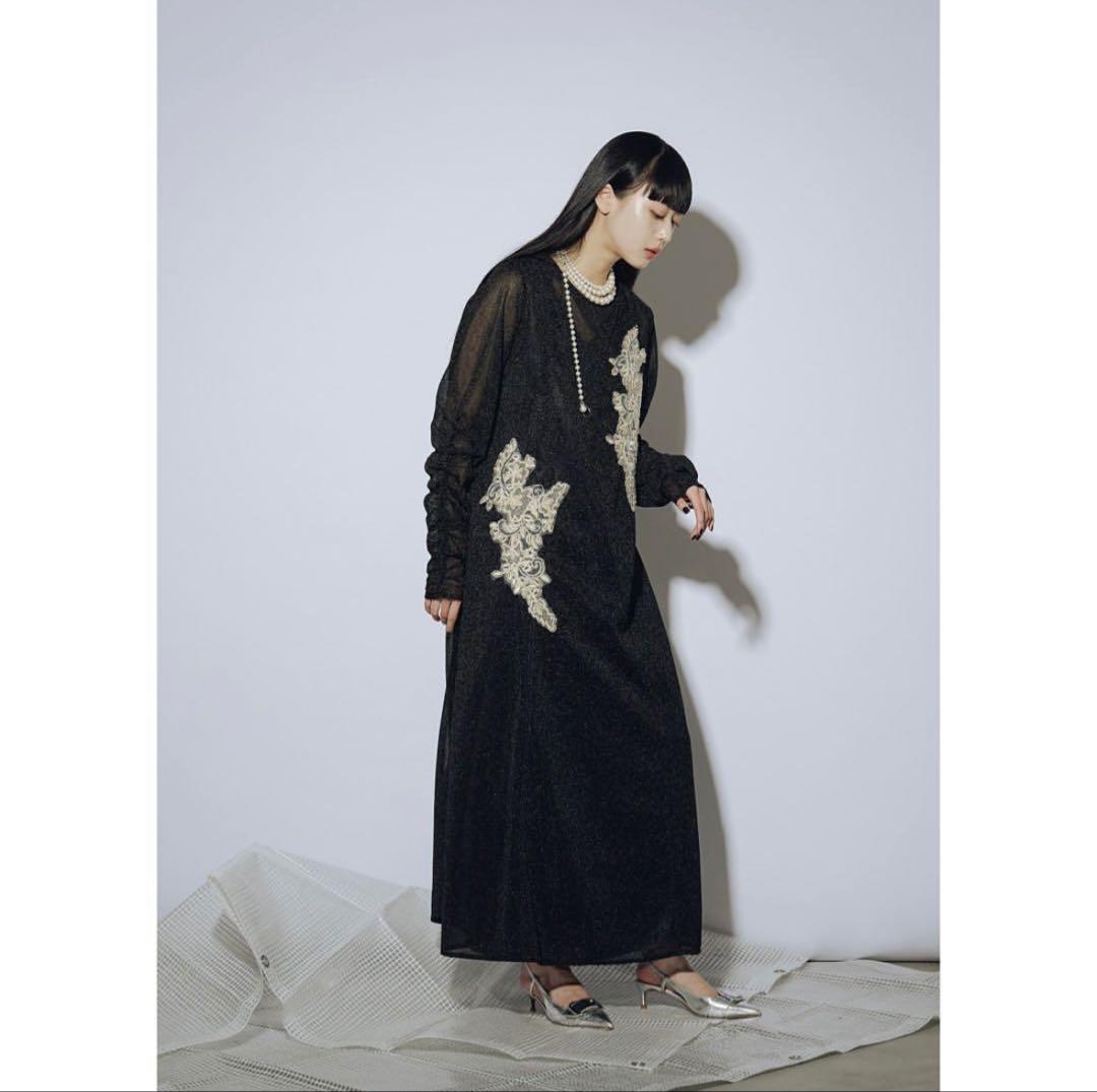 新品タグ付 Ezick Sparkle sheer モチーフレースセットドレス