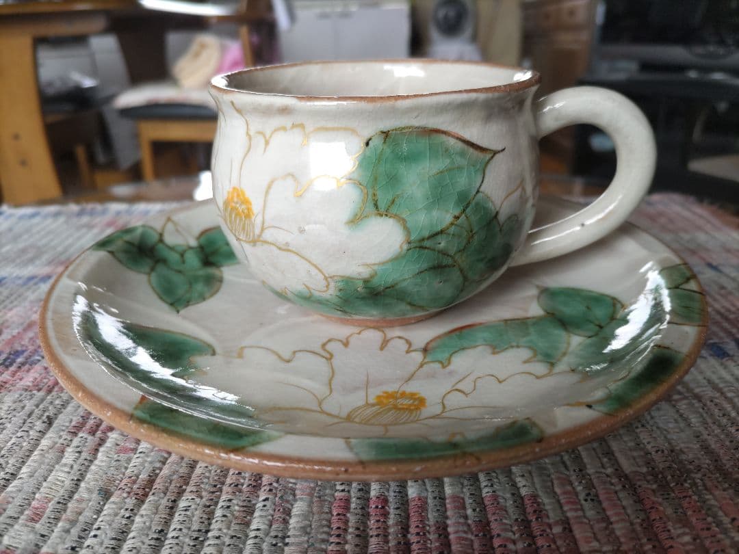 翌日発送　希少　先代作！陶葊・陶あん カップ＆ソーサー　牡丹絵　大振り