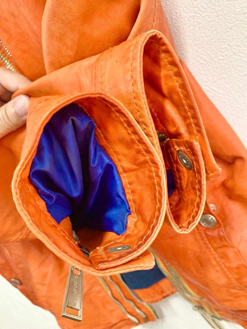 ディースクエアード　ライダースジャケット　オレンジ