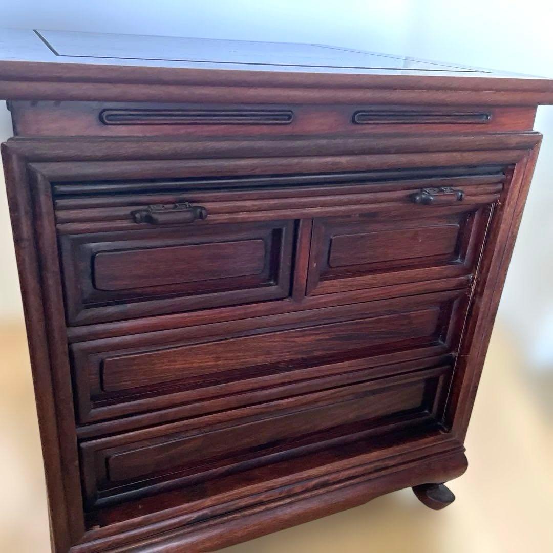 【美品】唐木家具 蛇腹扉•収納付ミニチェスト ヴィンテージ