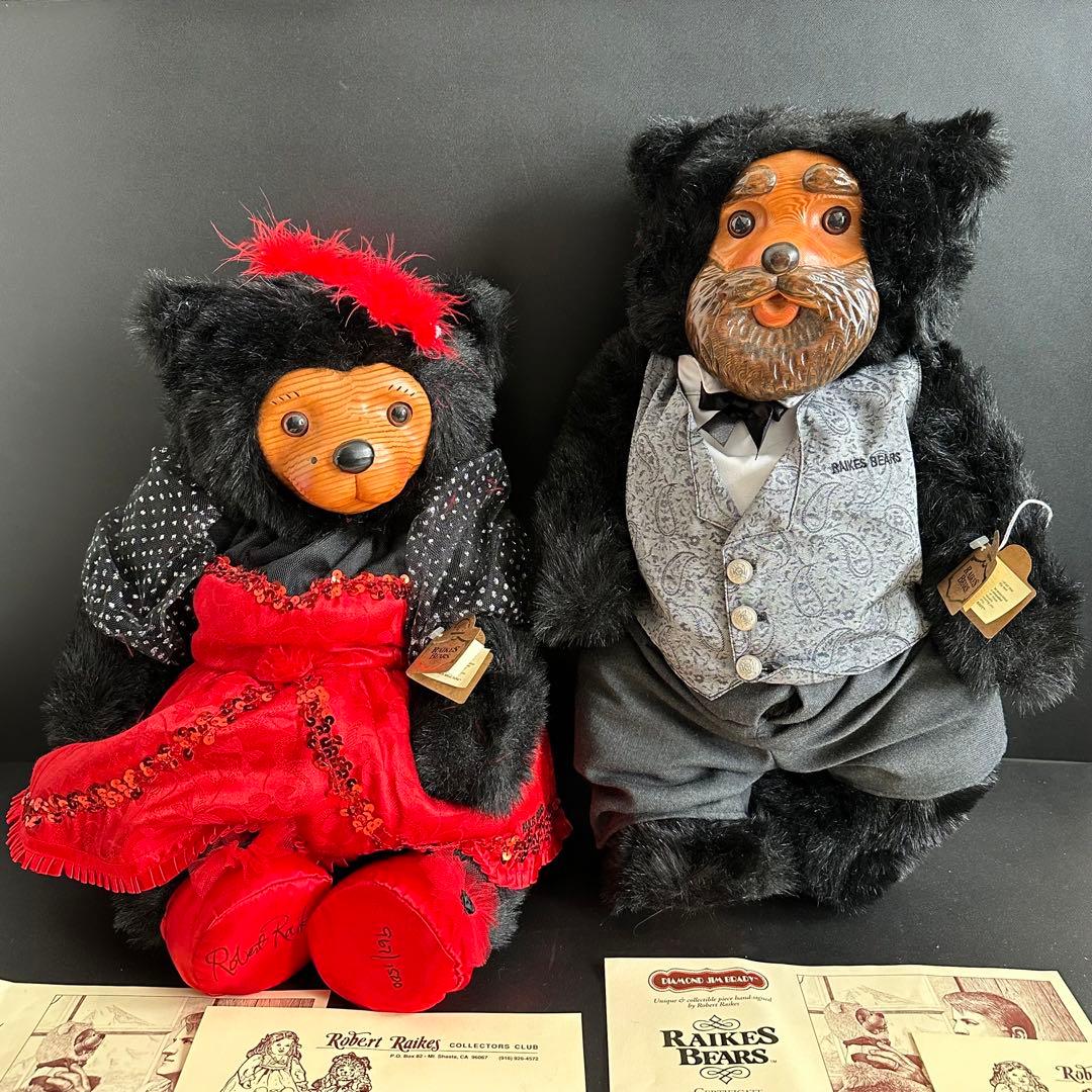 テディベア　Robert raikes bears 木彫り　海外作家レイクスベア